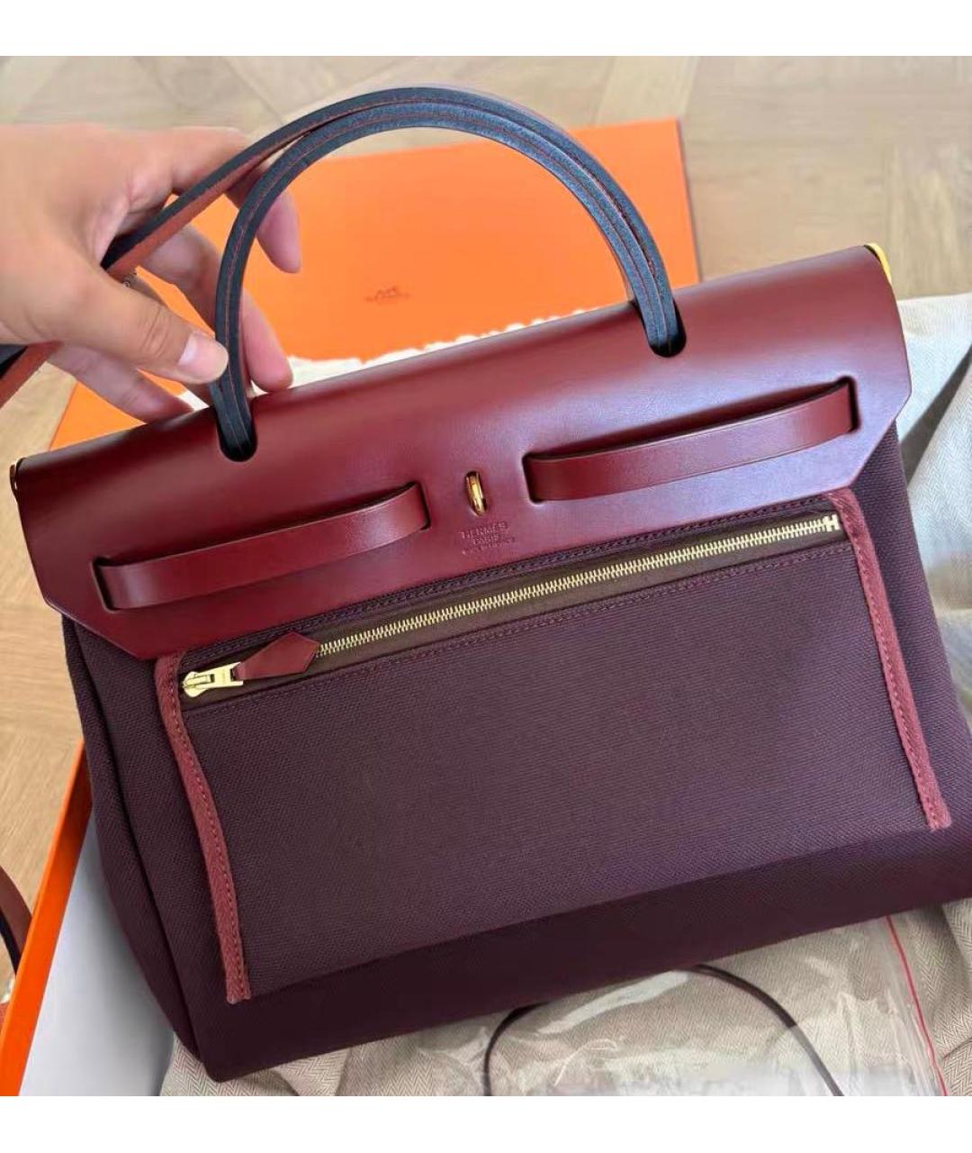 HERMES Бордовая кожаная сумка через плечо, фото 5