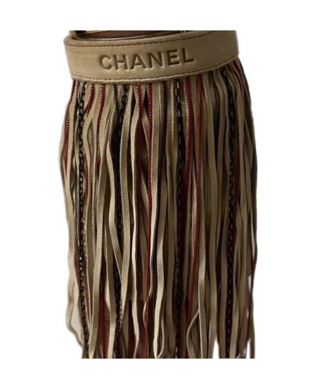 CHANEL Бежевые кожаные митенки, фото 4