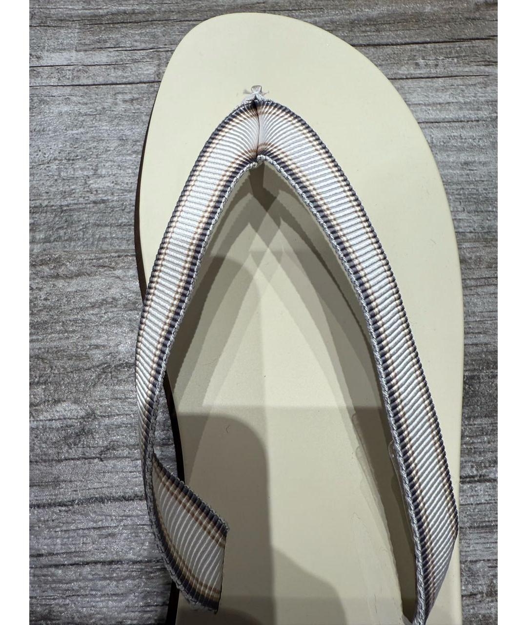 BRUNELLO CUCINELLI Бежевые текстильные шлепанцы, фото 6