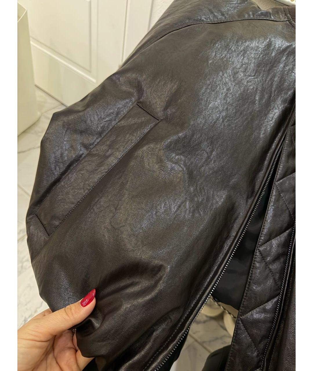 WEEKEND MAX MARA Коричневая кожаная куртка, фото 2