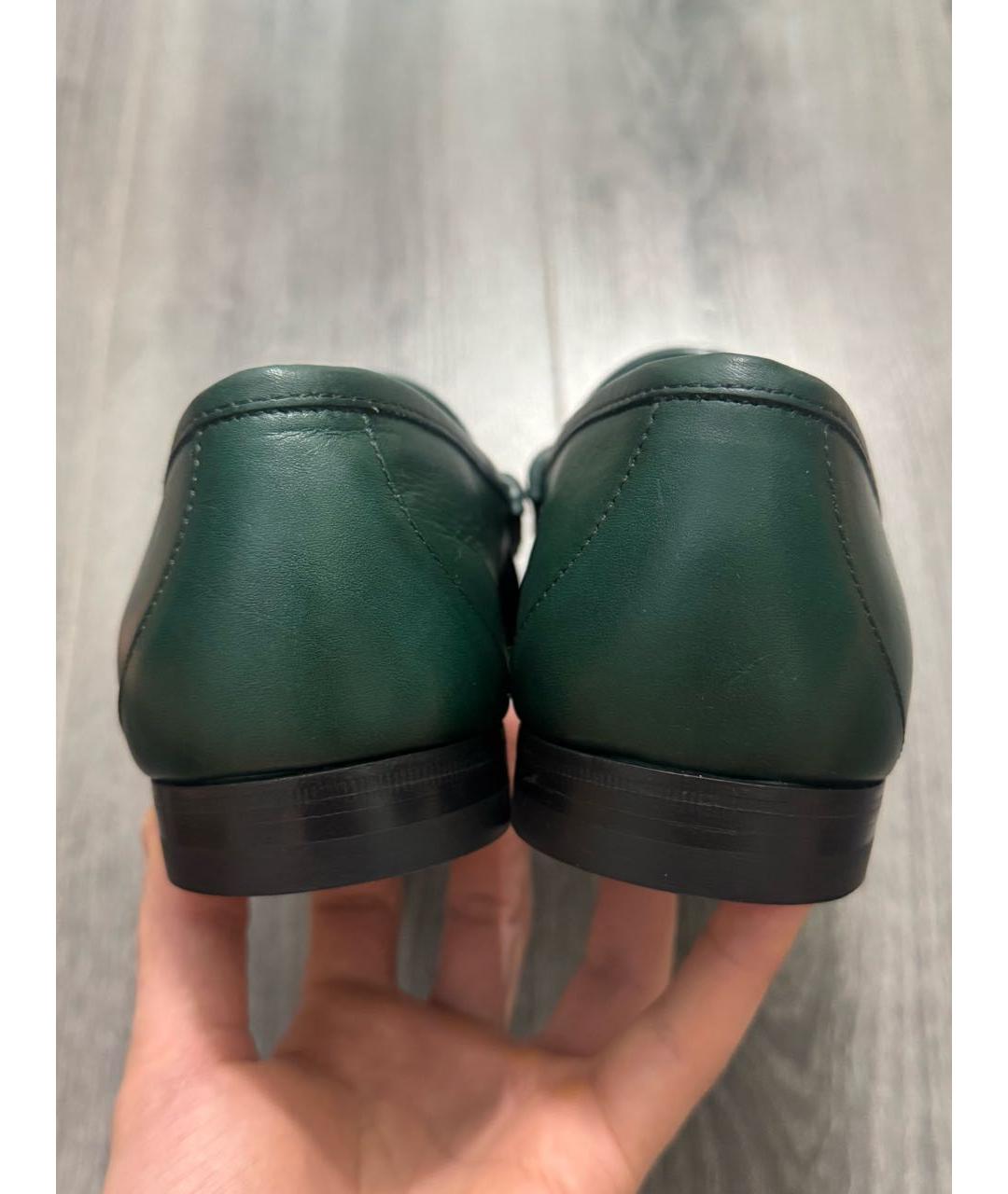 GUCCI Зеленые кожаные лоферы, фото 5