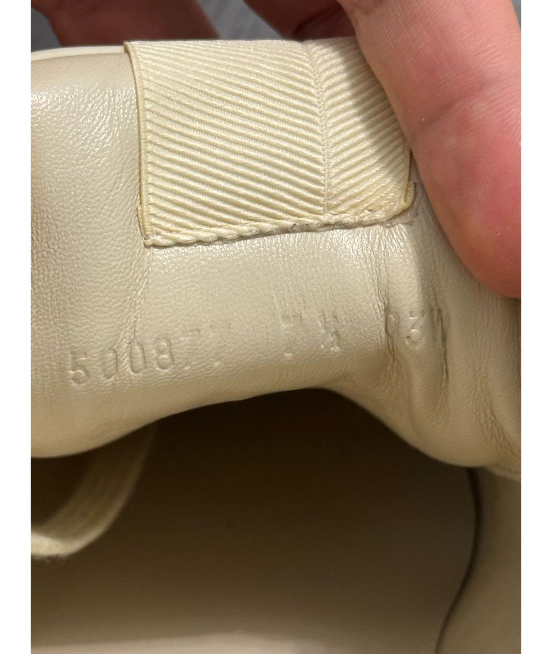 GUCCI Бежевые кожаные высокие кроссовки / кеды, фото 7