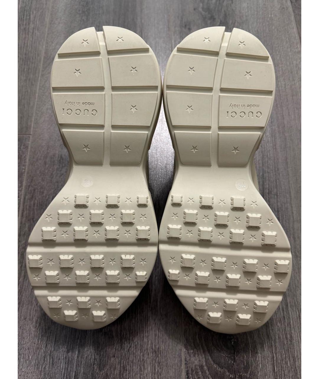 GUCCI Бежевые кожаные высокие кроссовки / кеды, фото 6