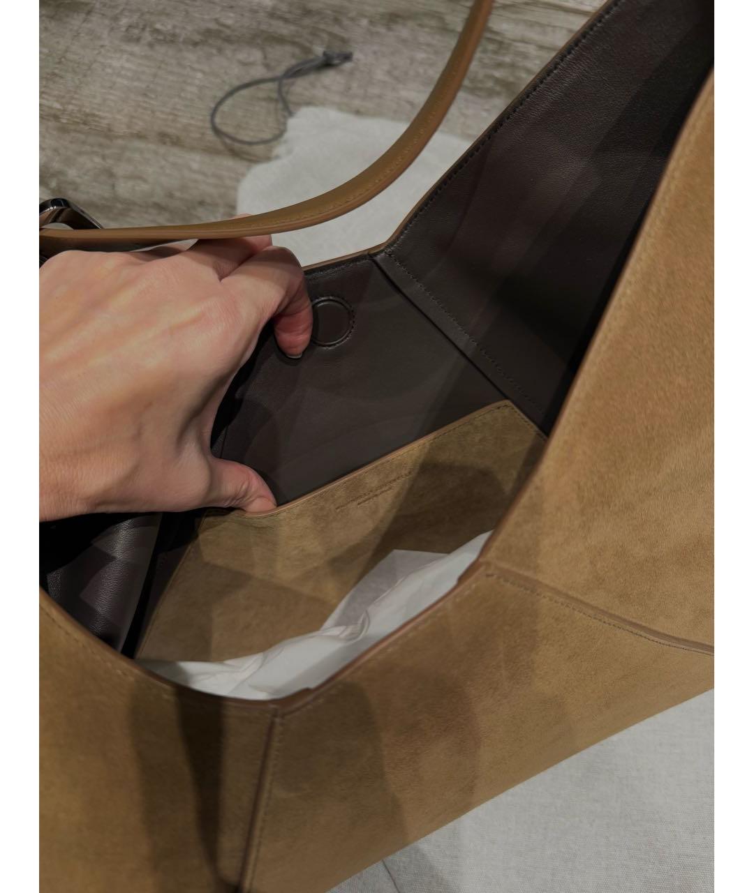 BRUNELLO CUCINELLI Коричневая замшевая сумка тоут, фото 3