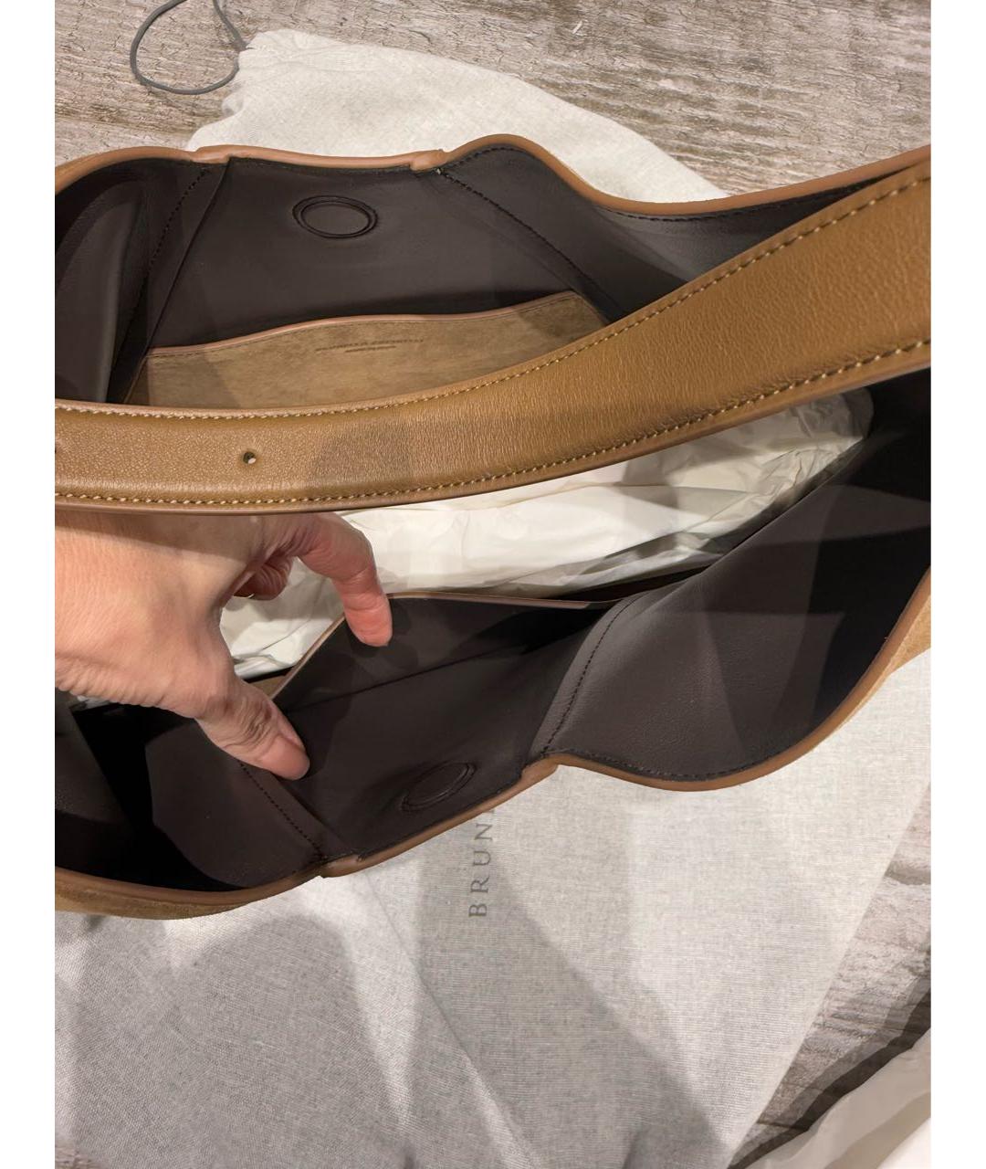 BRUNELLO CUCINELLI Коричневая замшевая сумка тоут, фото 8