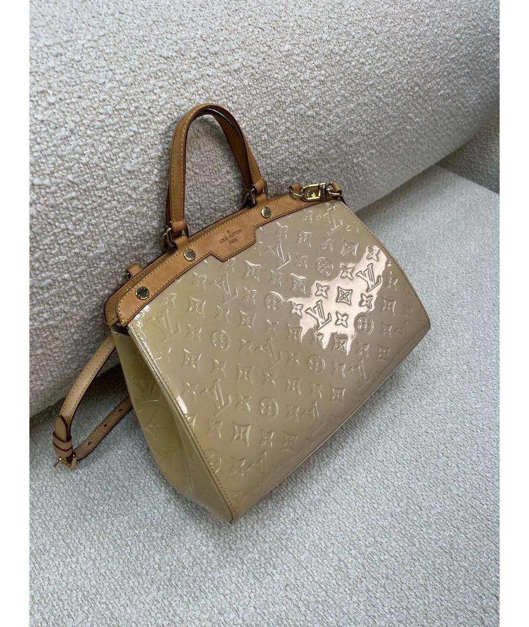LOUIS VUITTON Бежевая сумка с короткими ручками из лакированной кожи, фото 2
