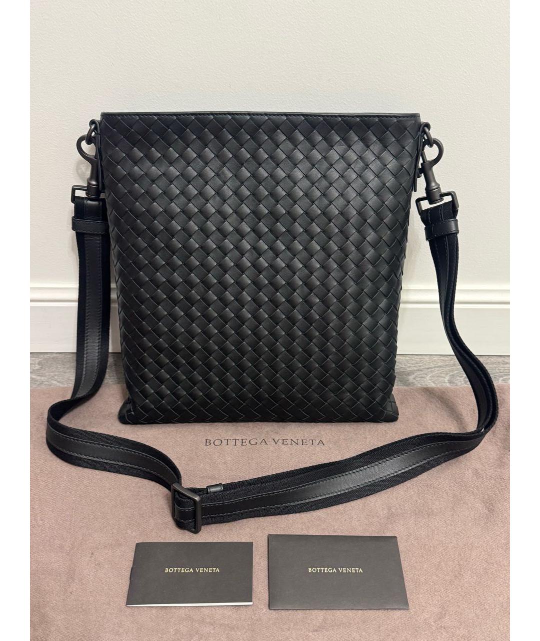 BOTTEGA VENETA Черная кожаная сумка на плечо, фото 9