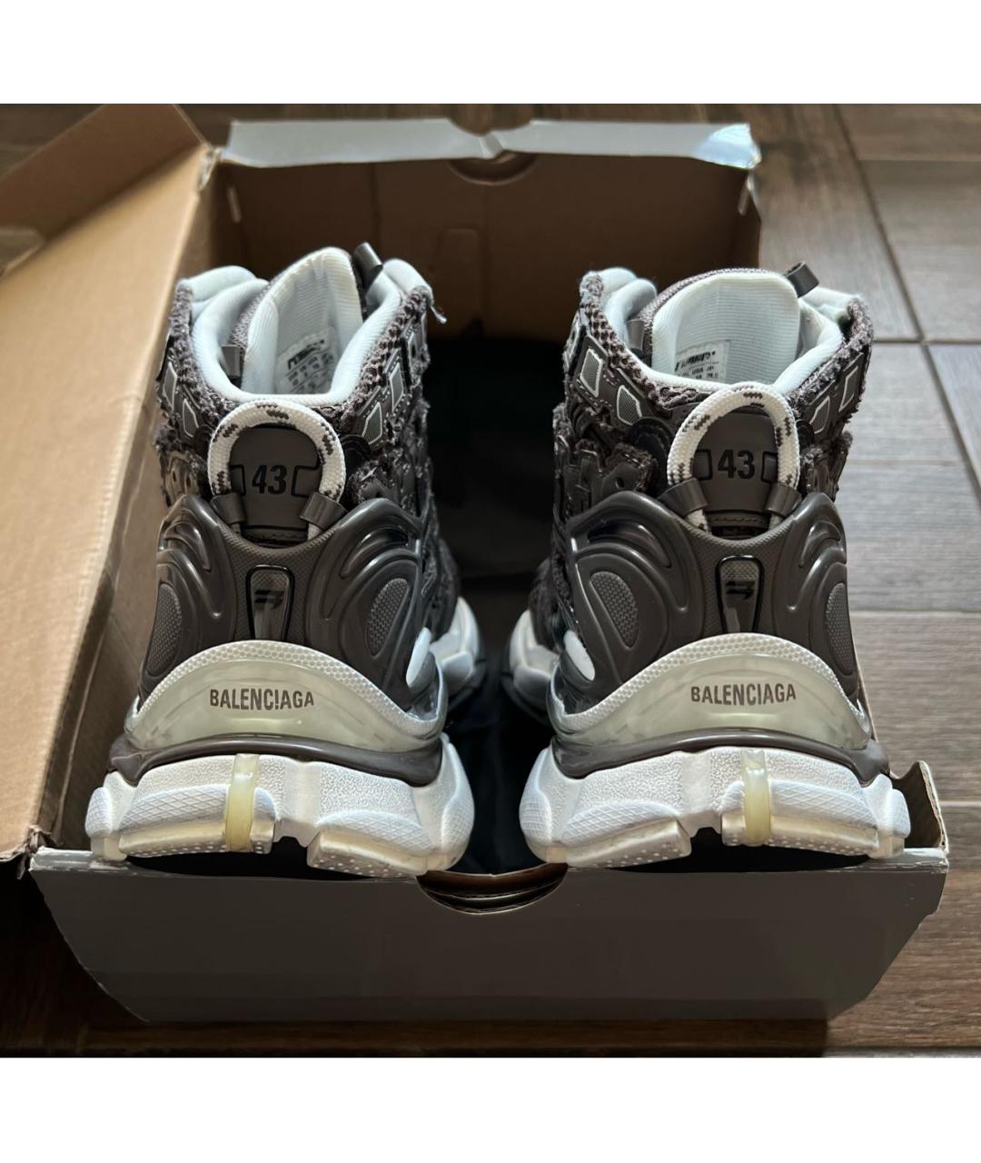 BALENCIAGA Коричневые текстильные высокие кроссовки / кеды, фото 3