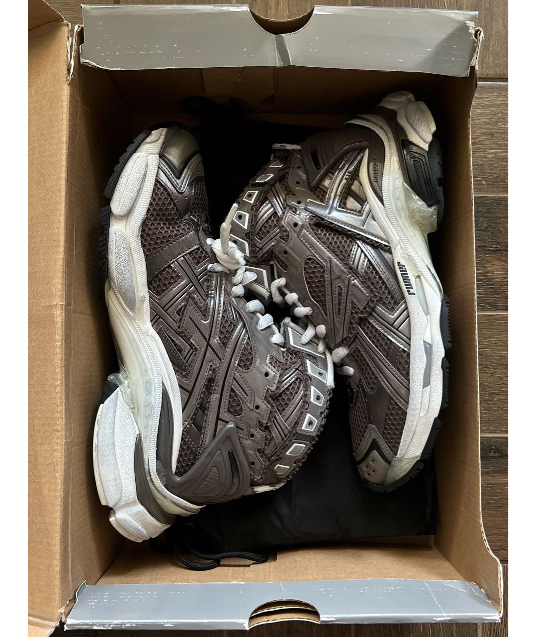 BALENCIAGA Коричневые текстильные высокие кроссовки / кеды, фото 5