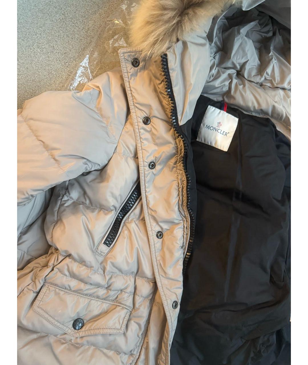 MONCLER Серый полиамидовый пуховик, фото 2