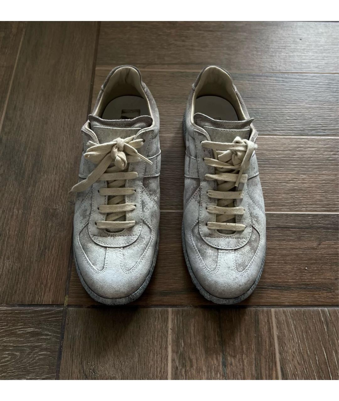 MAISON MARGIELA Белые кожаные низкие кроссовки / кеды, фото 2