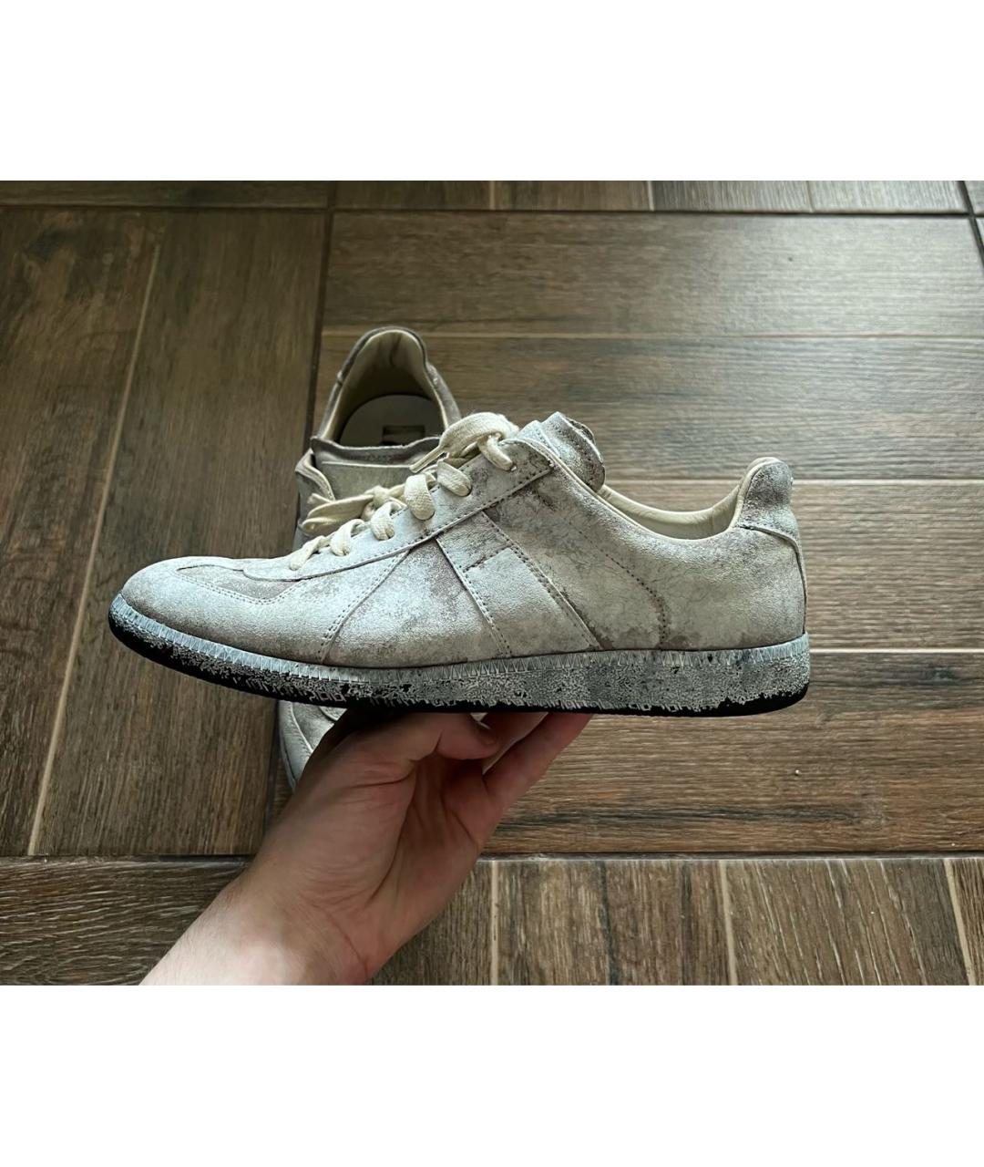 MAISON MARGIELA Белые кожаные низкие кроссовки / кеды, фото 6