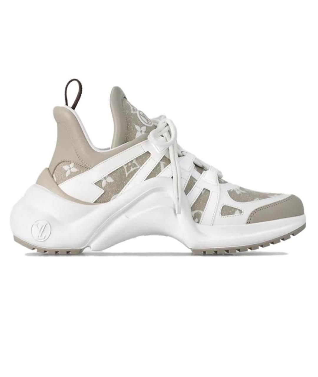 LOUIS VUITTON Бежевые кожаные кроссовки, фото 1