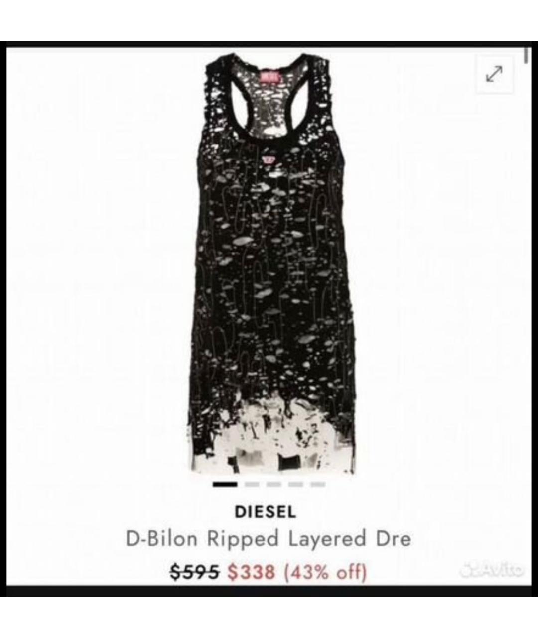 DIESEL Черное хлопковое повседневное платье, фото 3