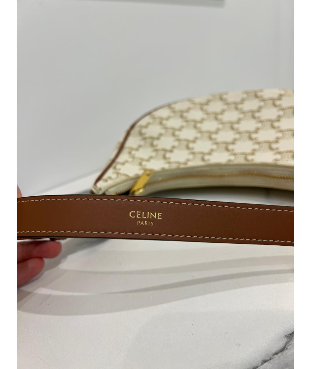 CELINE Бежевая кожаная сумка с короткими ручками, фото 5