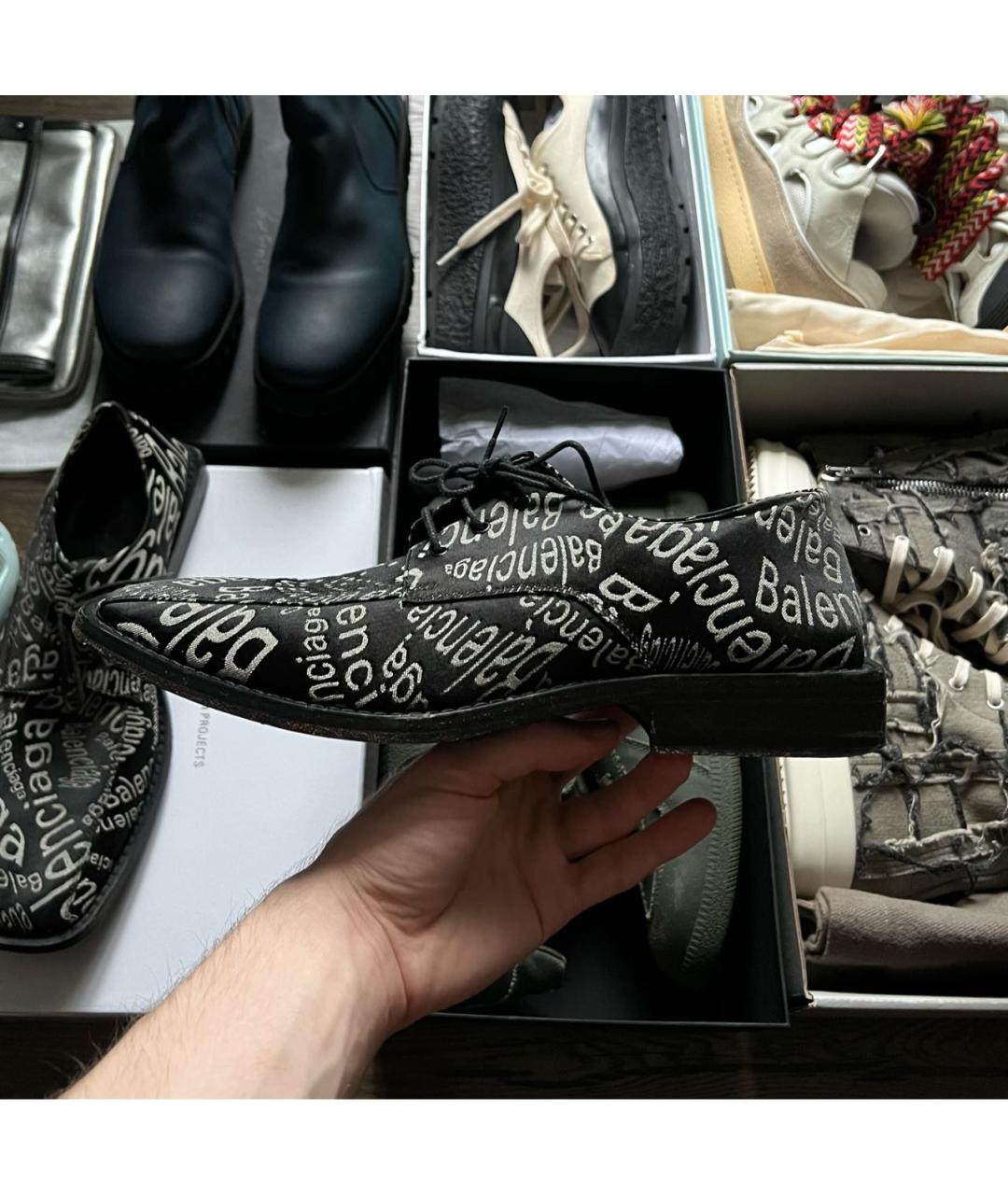 BALENCIAGA Черные синтетические туфли, фото 1