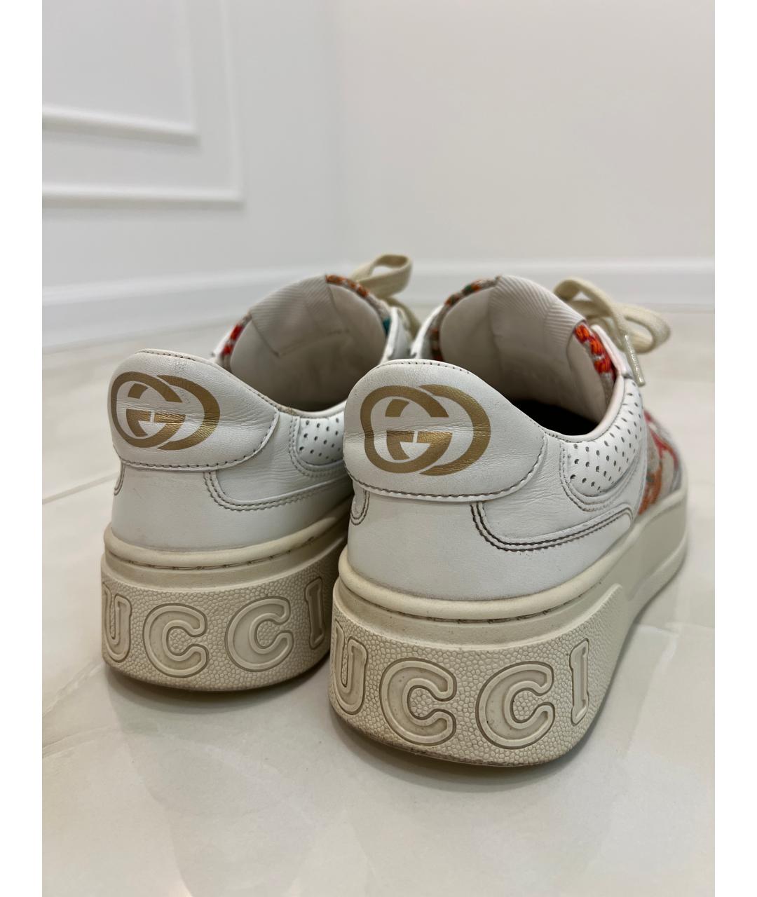 GUCCI Бежевые кожаные кроссовки, фото 4