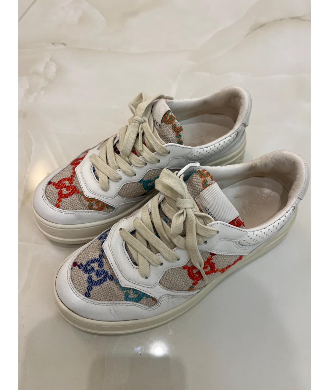 GUCCI Бежевые кожаные кроссовки, фото 3