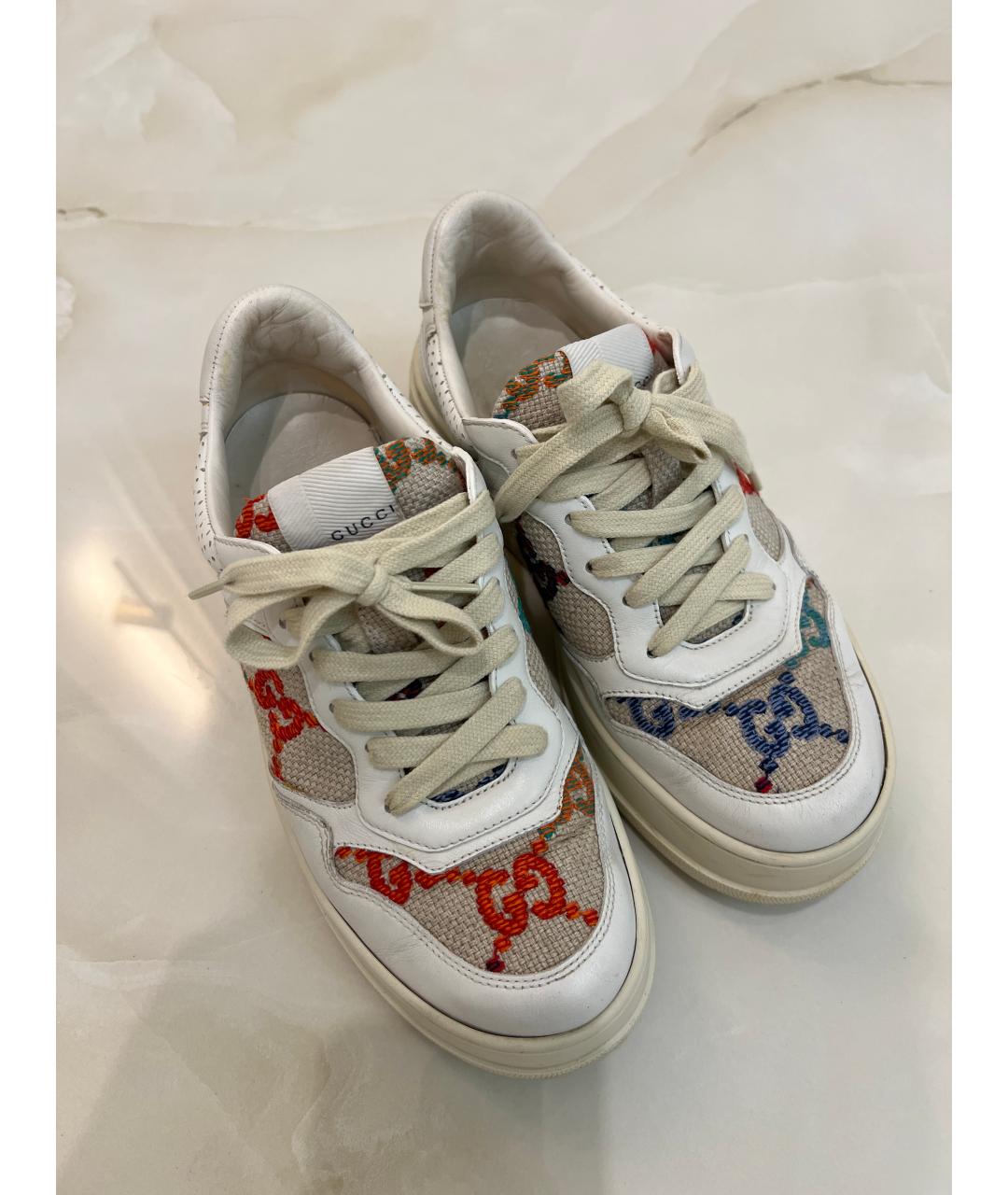 GUCCI Бежевые кожаные кроссовки, фото 2