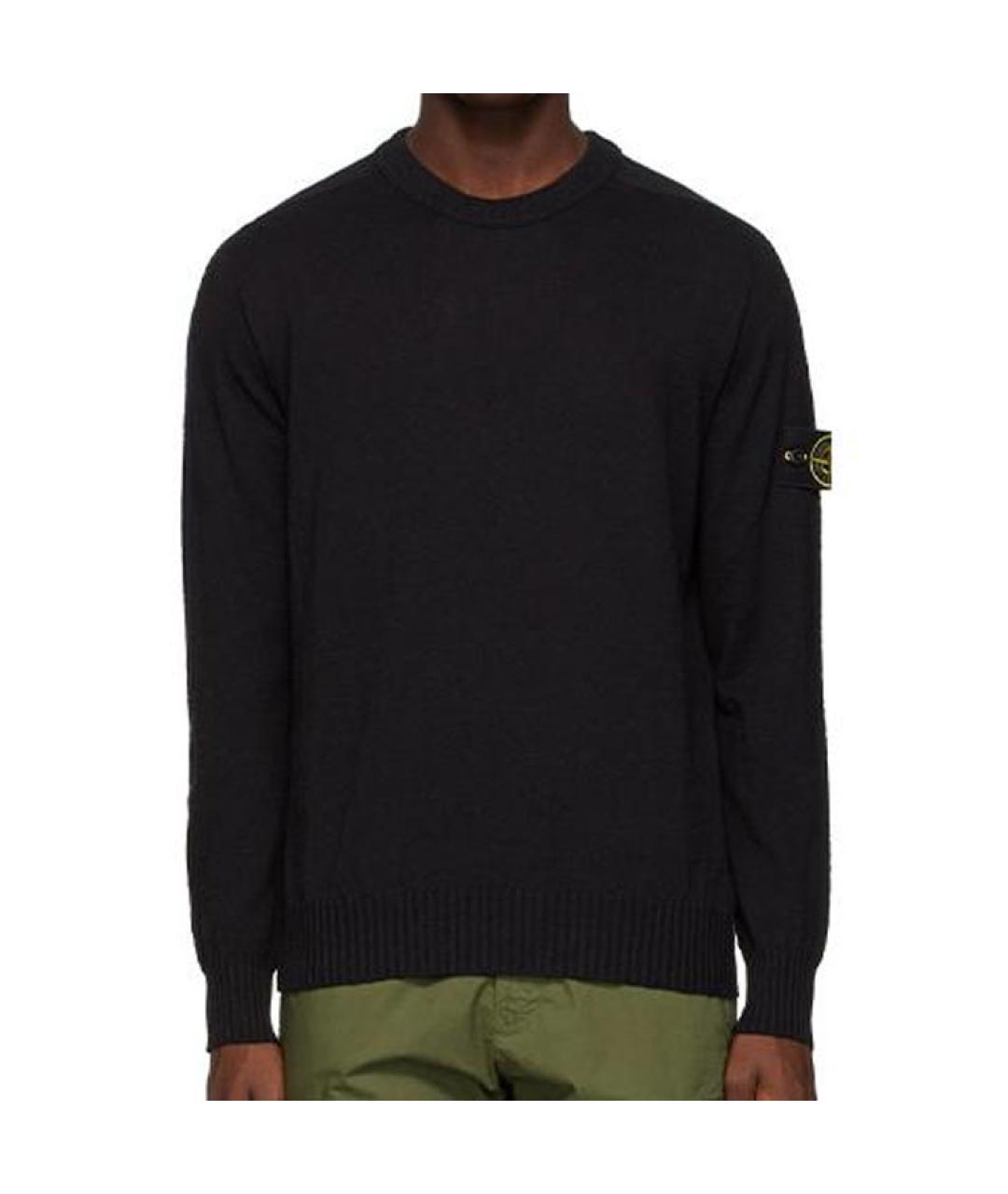 STONE ISLAND Черный хлопковый джемпер / свитер, фото 2