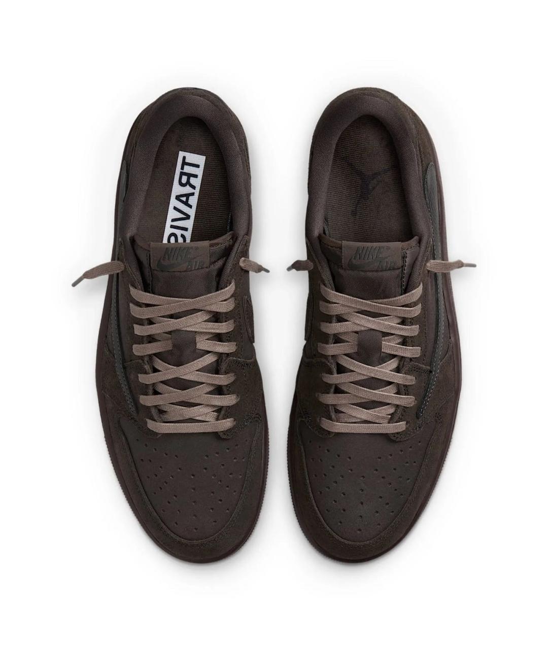 JORDAN Коричневые кожаные низкие кроссовки / кеды, фото 8