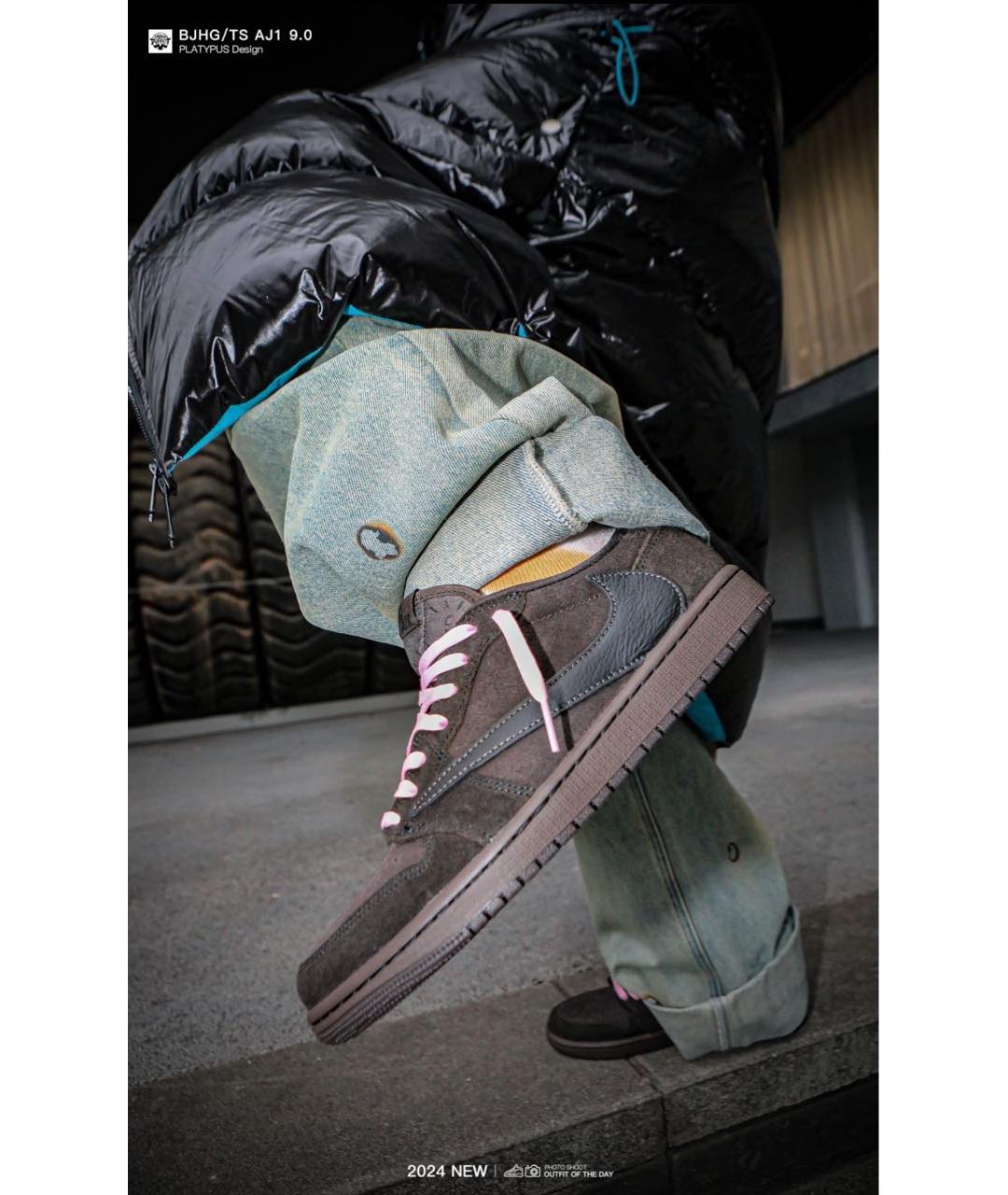 JORDAN Коричневые кожаные низкие кроссовки / кеды, фото 2