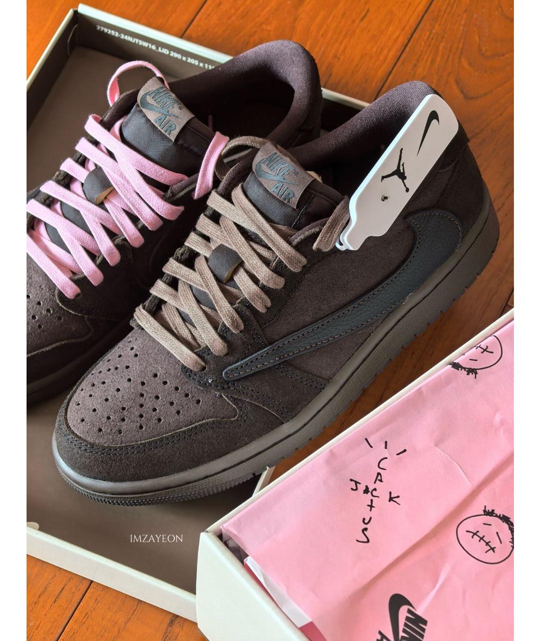 JORDAN Коричневые кожаные низкие кроссовки / кеды, фото 4