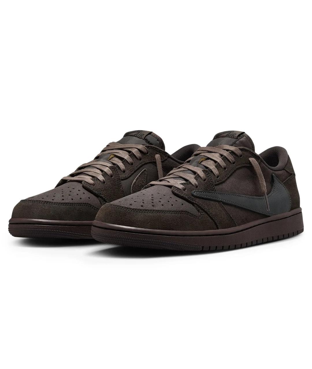 JORDAN Коричневые кожаные низкие кроссовки / кеды, фото 6