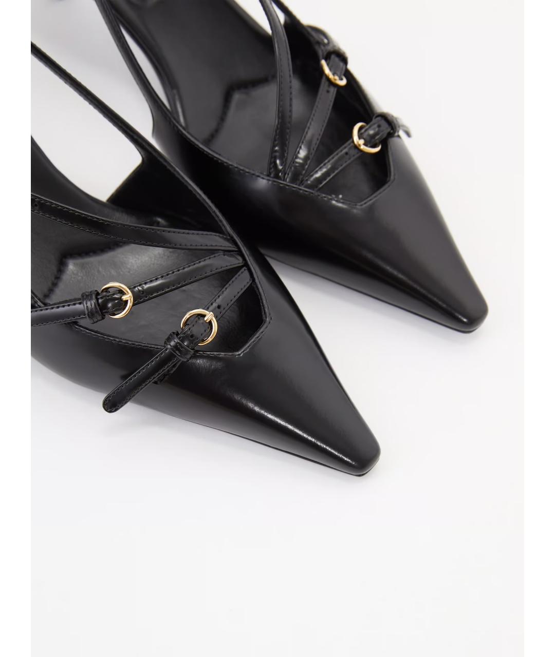 MIU MIU Черные кожаные лодочки на низком каблуке, фото 4