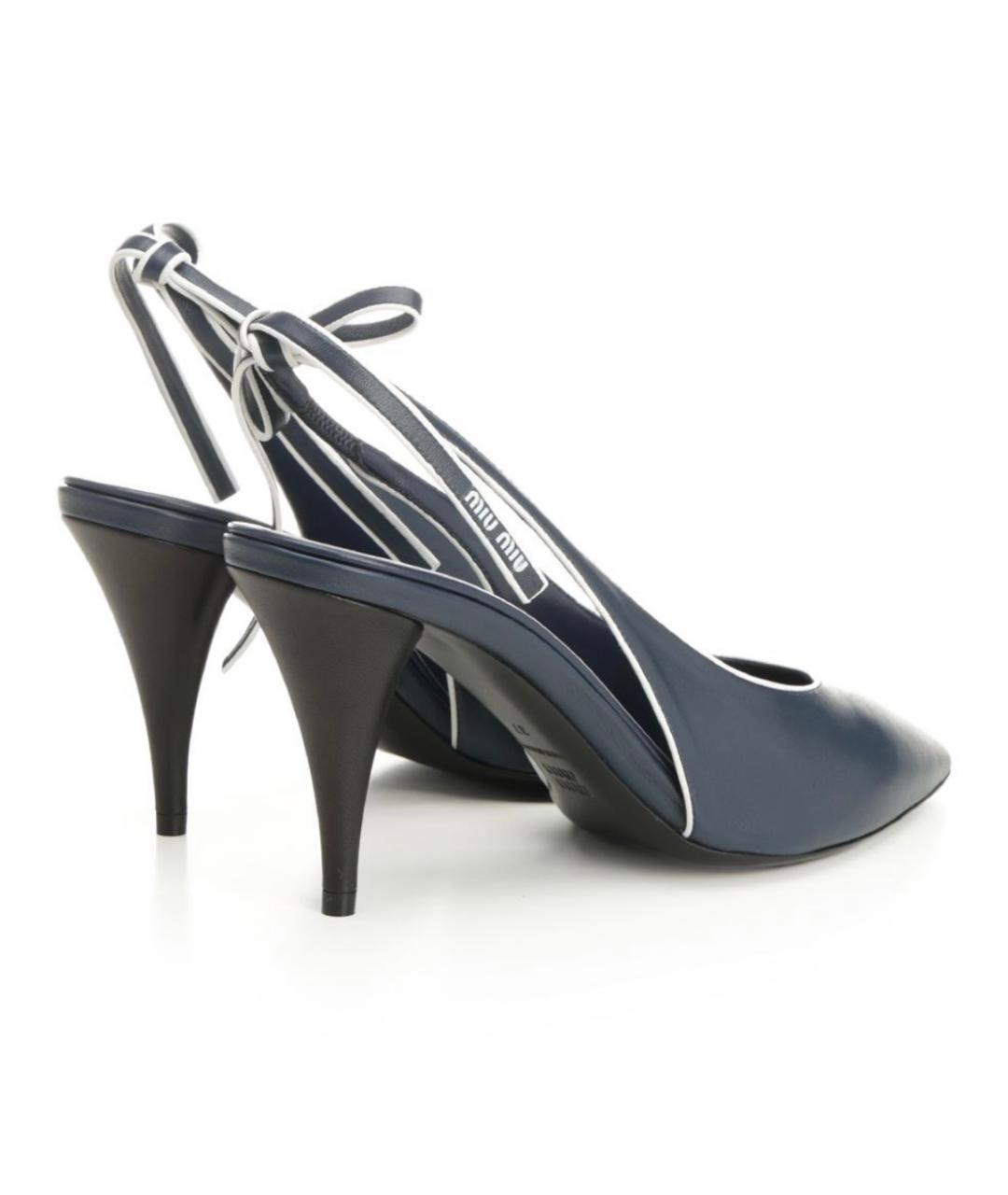 MIU MIU Темно-синие кожаные туфли, фото 4