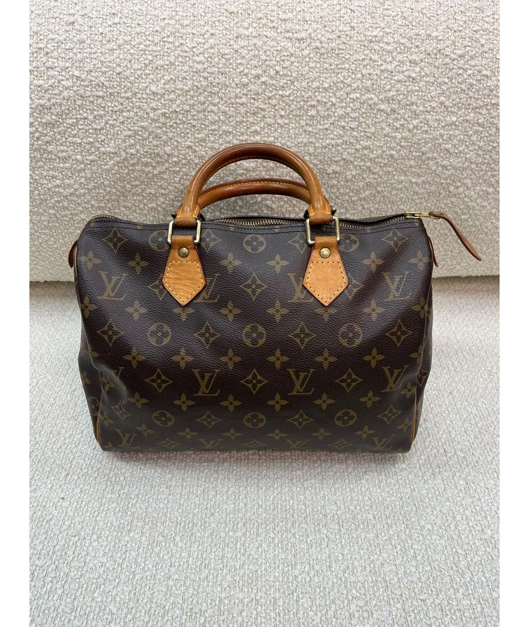 LOUIS VUITTON Коричневая кожаная сумка с короткими ручками, фото 8