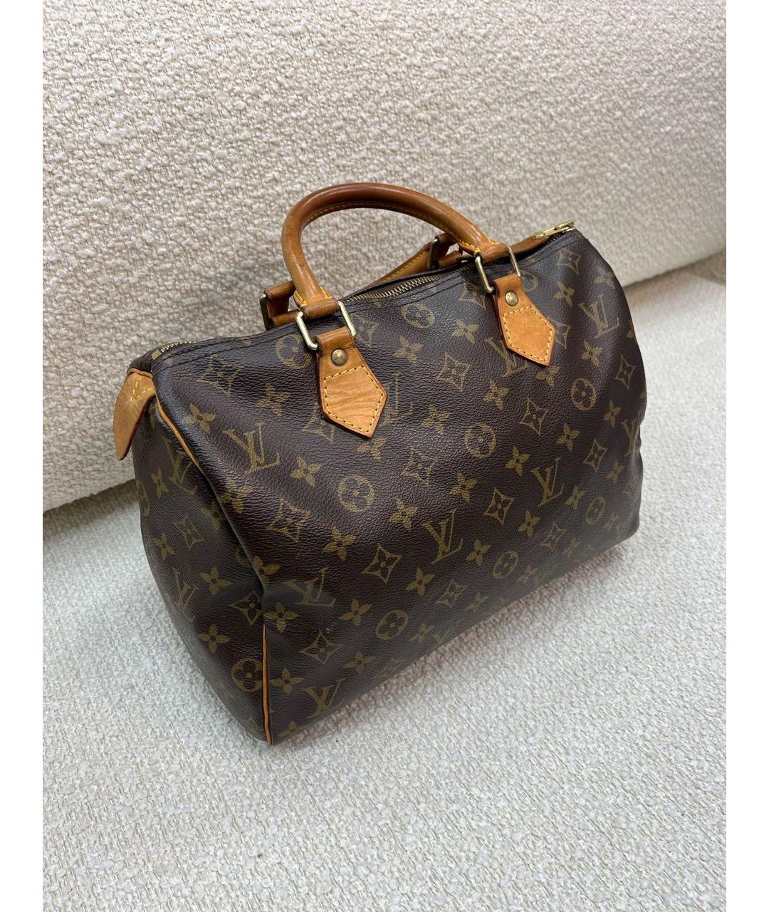 LOUIS VUITTON Коричневая кожаная сумка с короткими ручками, фото 2