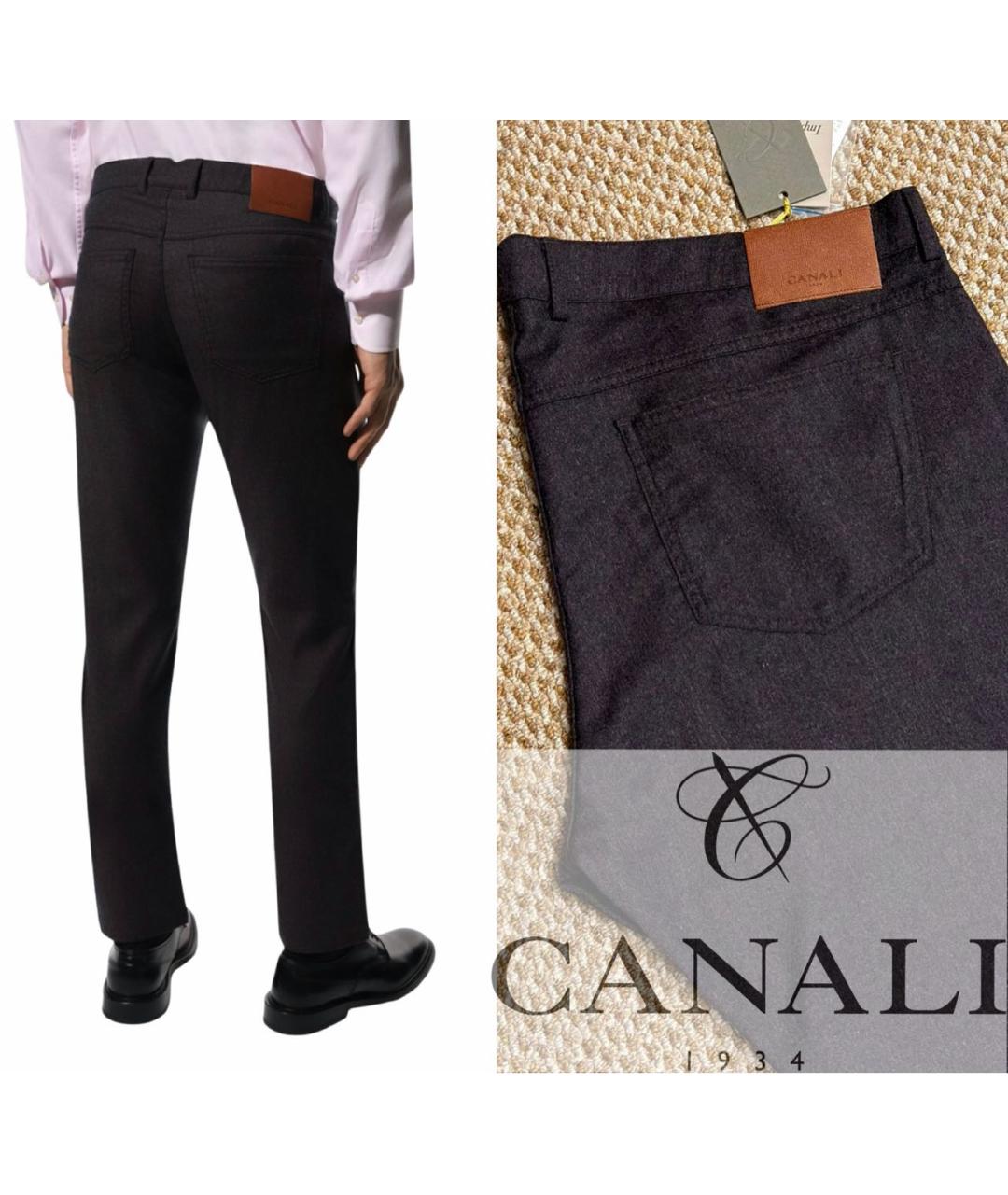 CANALI Бордовые шерстяные повседневные брюки, фото 4