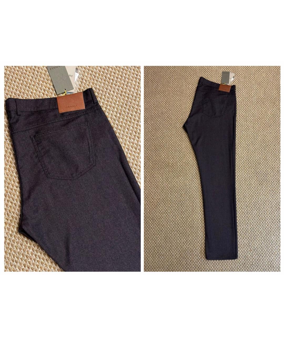 CANALI Бордовые шерстяные повседневные брюки, фото 6