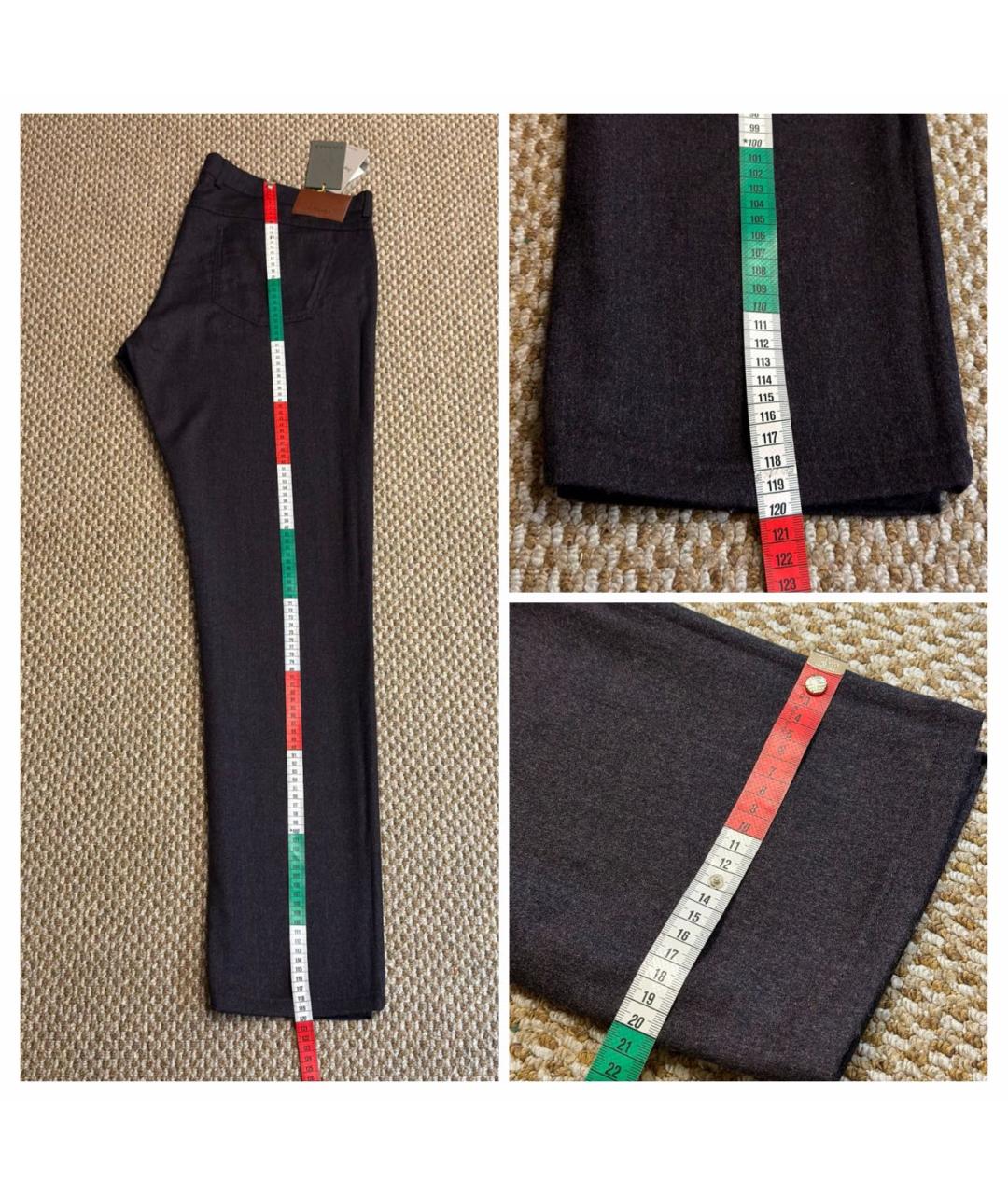 CANALI Бордовые шерстяные повседневные брюки, фото 7