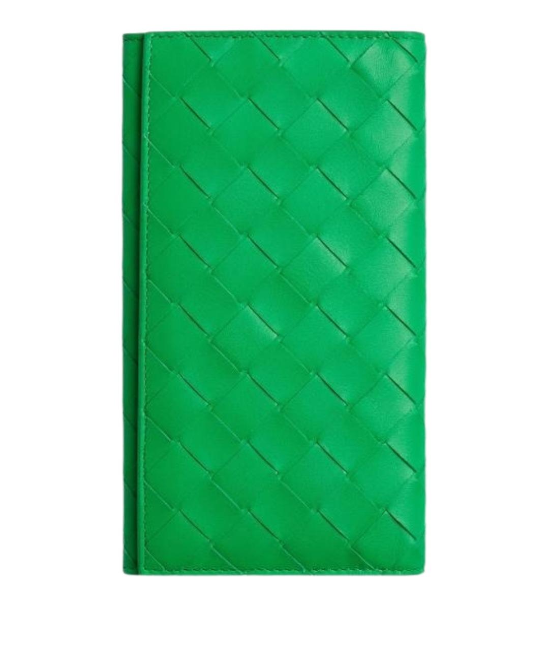 BOTTEGA VENETA Зеленый кожаный кошелек, фото 1
