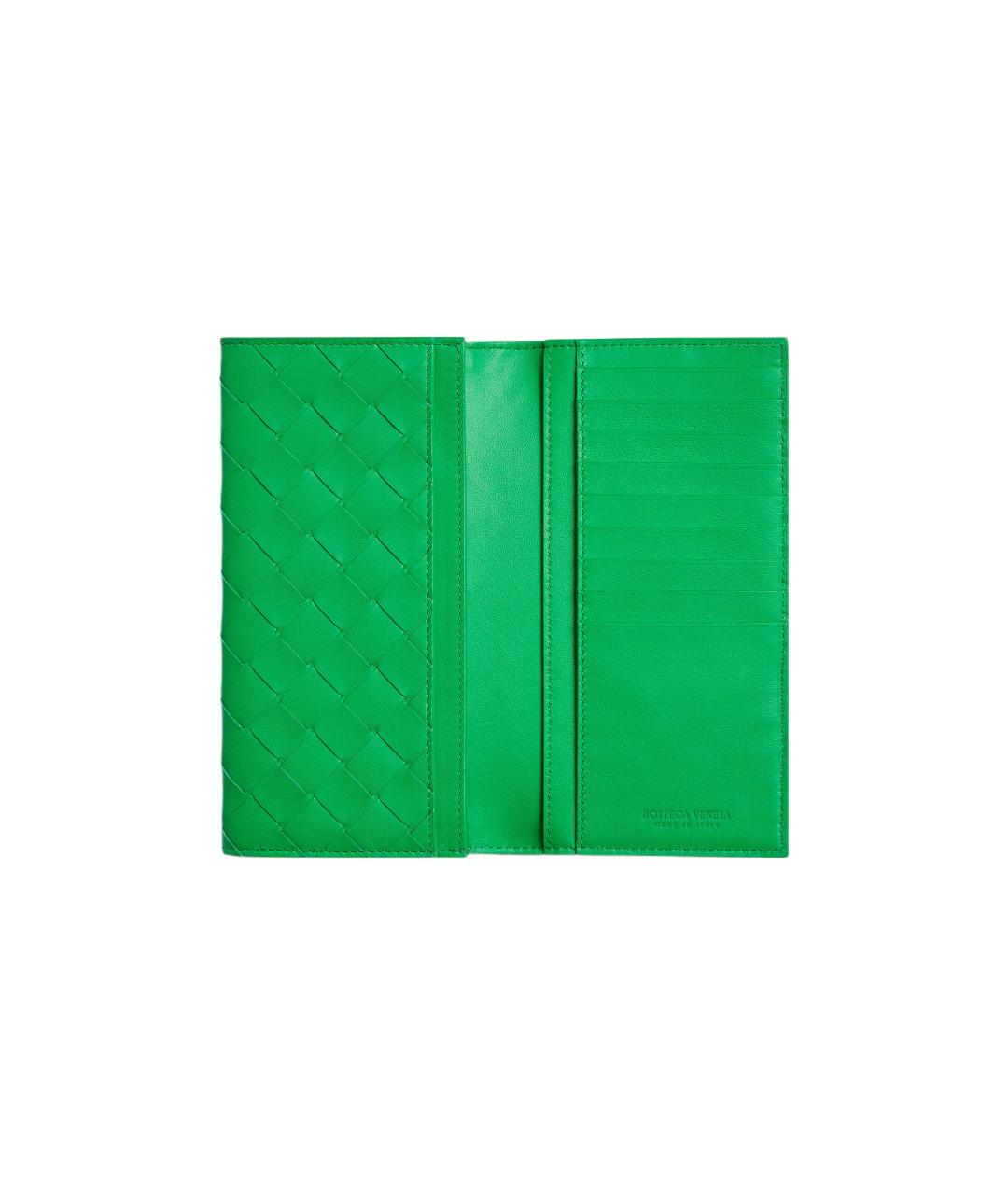 BOTTEGA VENETA Зеленый кожаный кошелек, фото 3