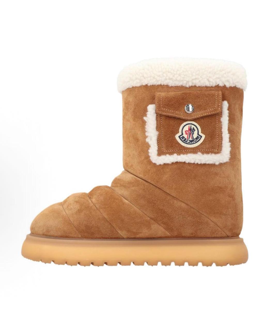 MONCLER Коричневые замшевые ботинки, фото 9