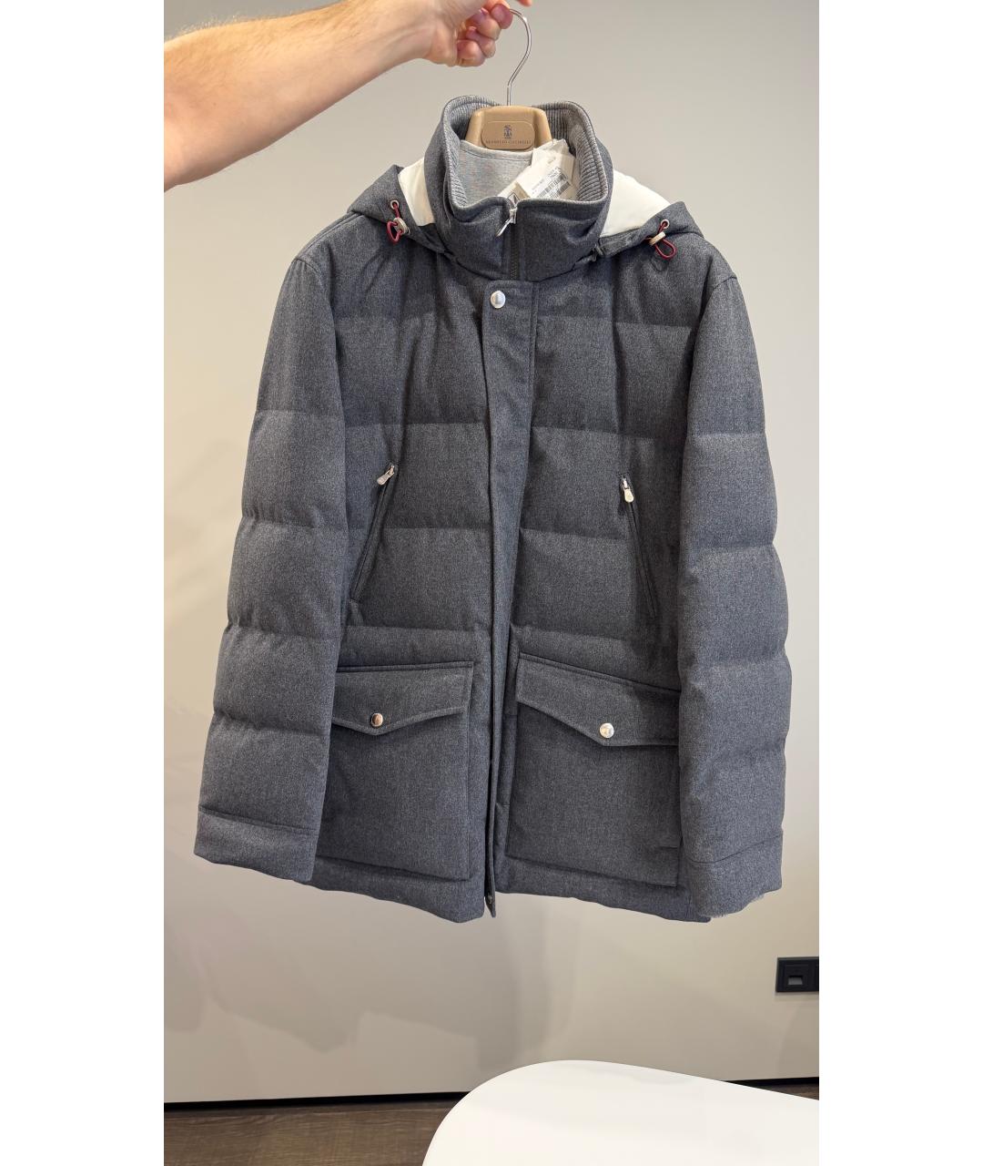 BRUNELLO CUCINELLI Серый кашемировый пуховик, фото 7