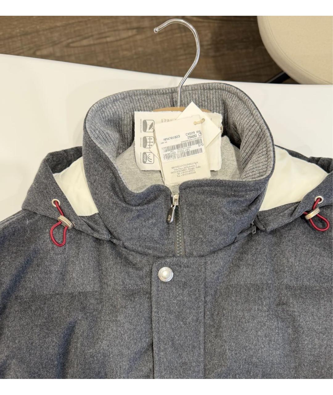 BRUNELLO CUCINELLI Серый кашемировый пуховик, фото 3