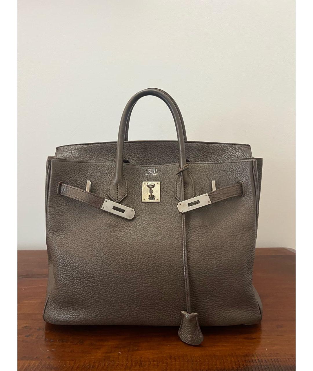 HERMES Коричневая кожаная сумка с короткими ручками, фото 2