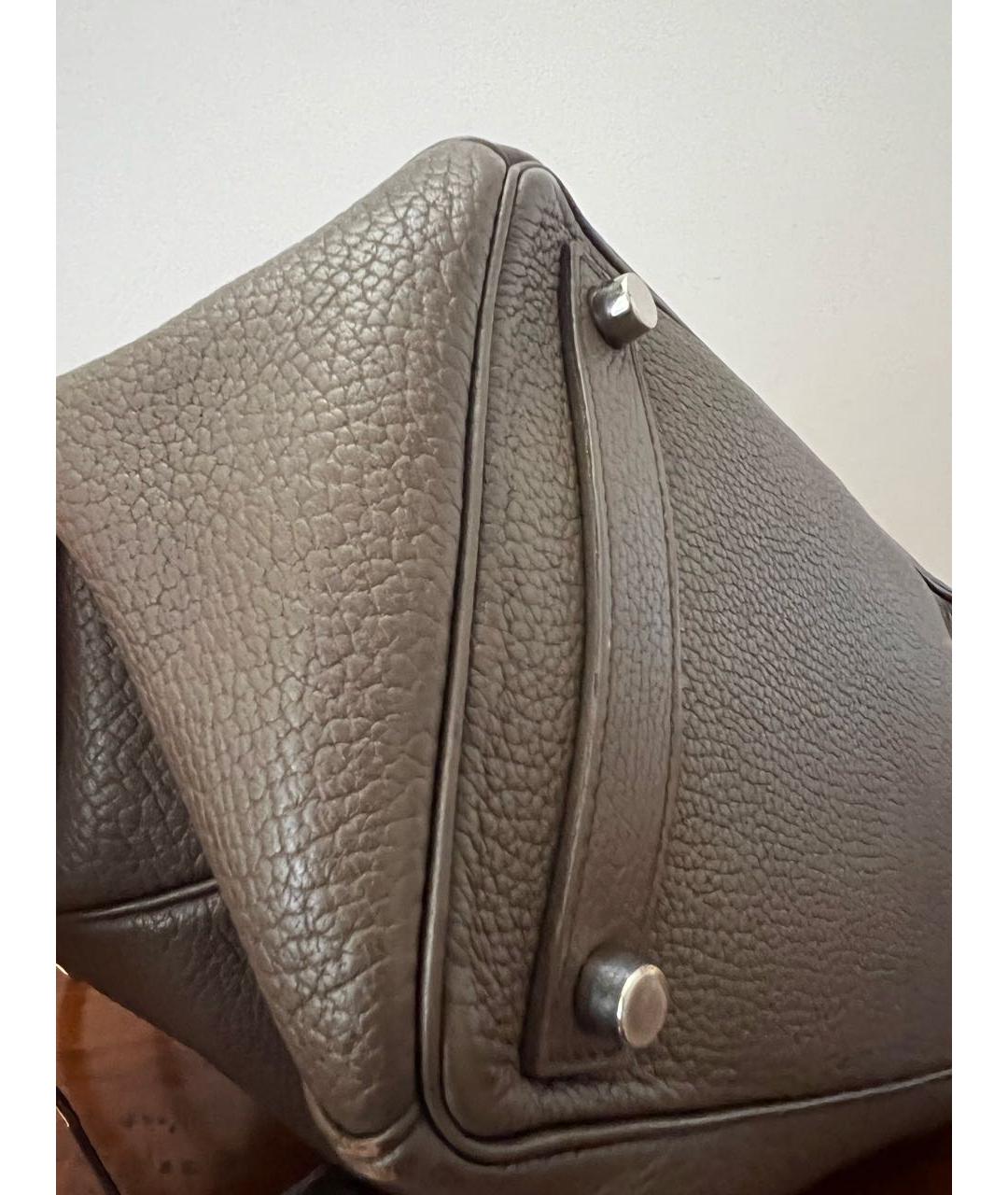 HERMES Коричневая кожаная сумка с короткими ручками, фото 7