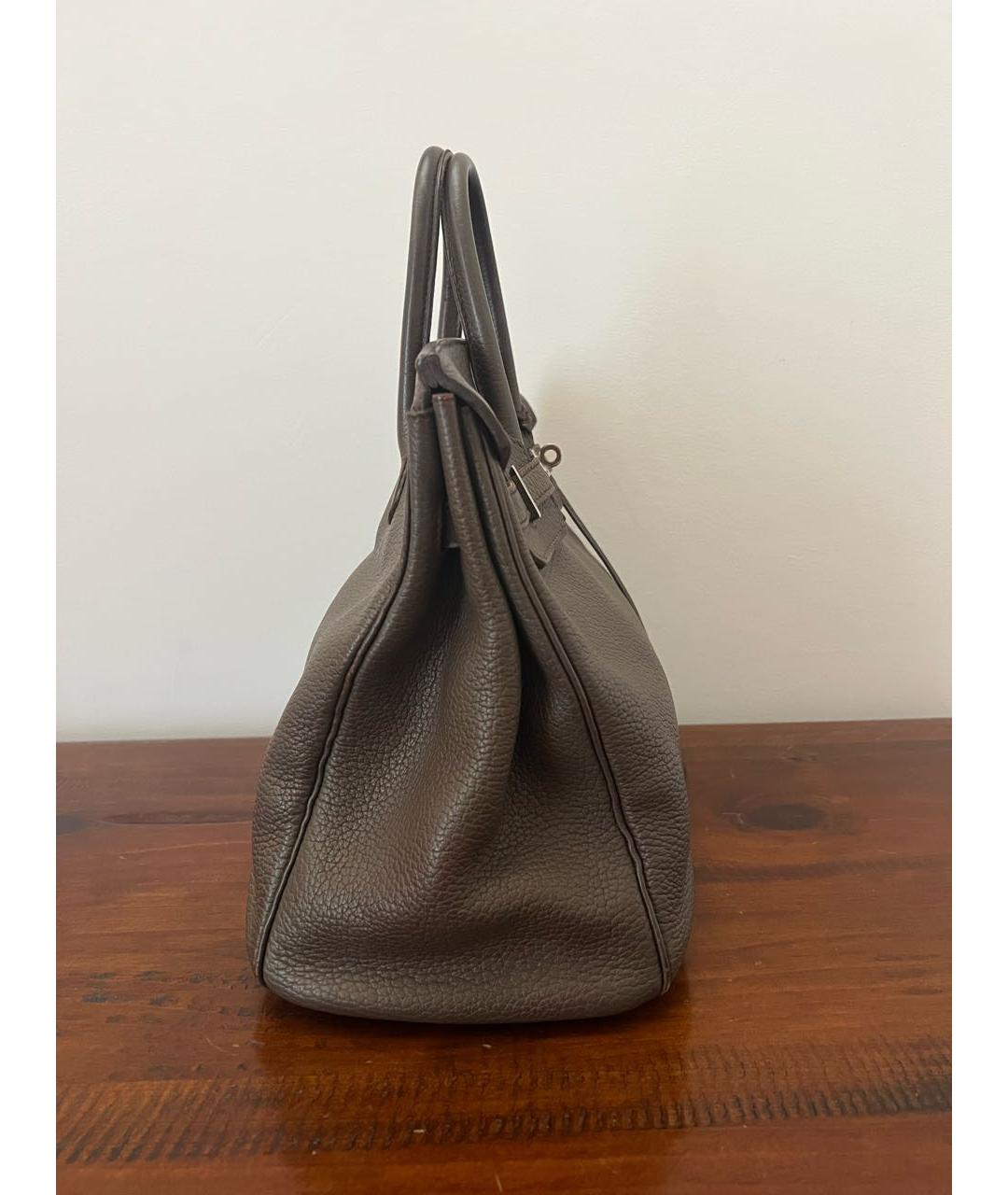 HERMES Коричневая кожаная сумка с короткими ручками, фото 4