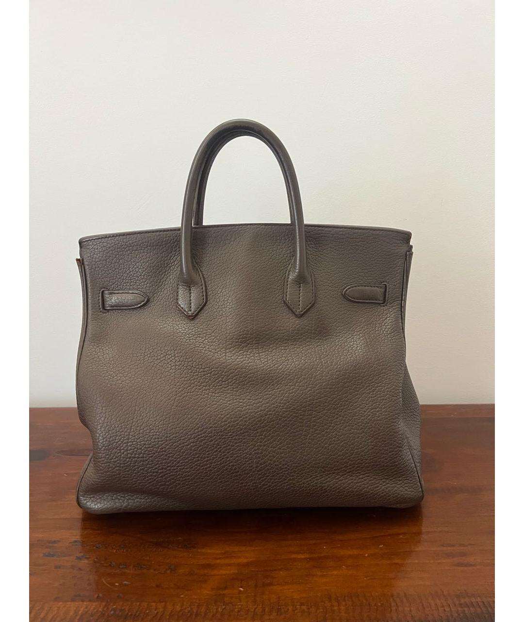 HERMES Коричневая кожаная сумка с короткими ручками, фото 3