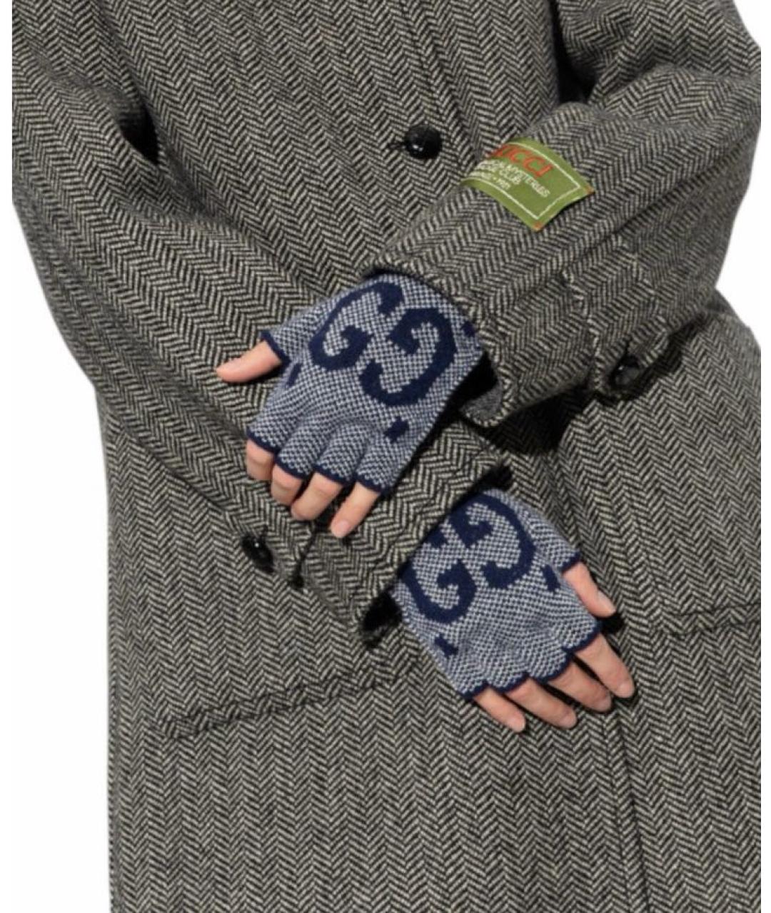 GUCCI Темно-синие кашемировые митенки, фото 3