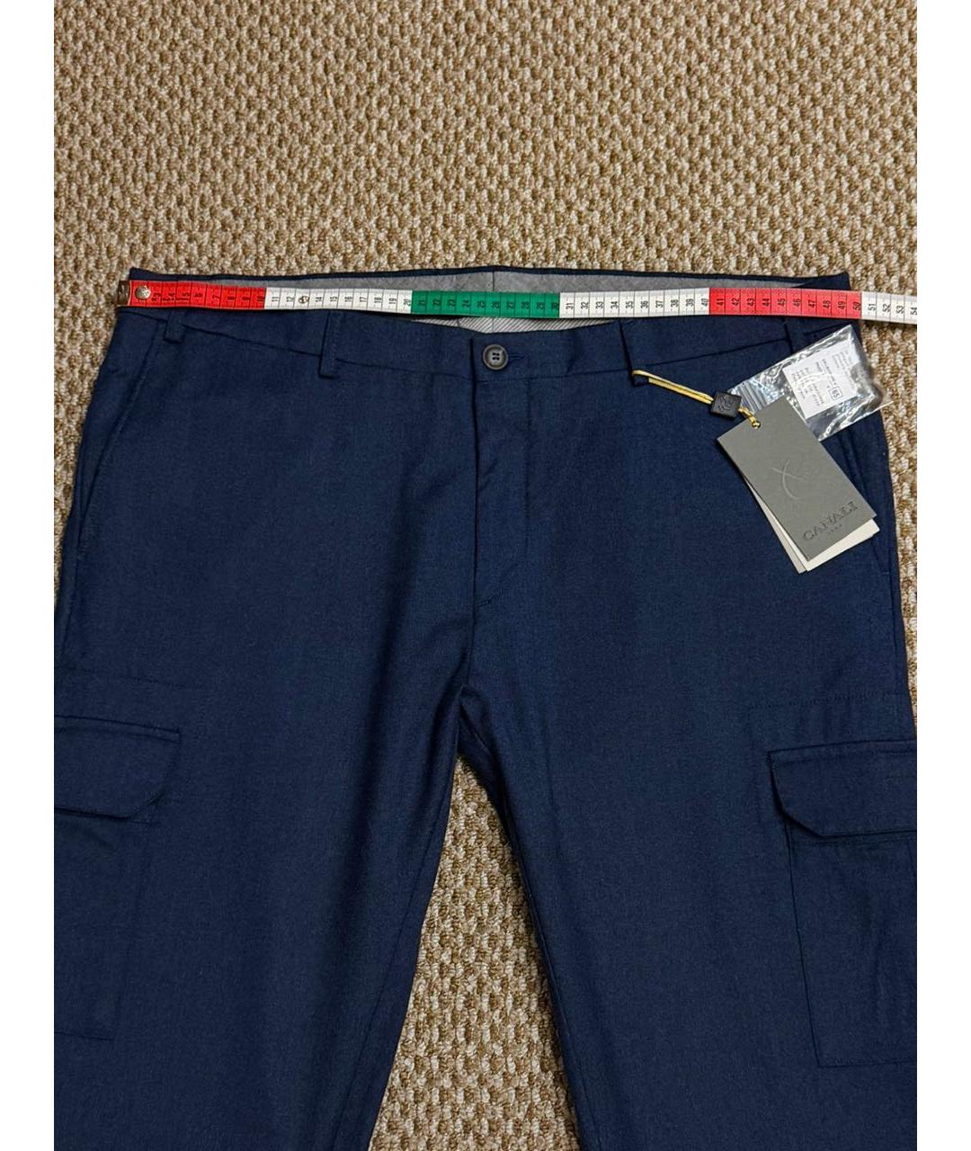 CANALI Синие шерстяные повседневные брюки, фото 7