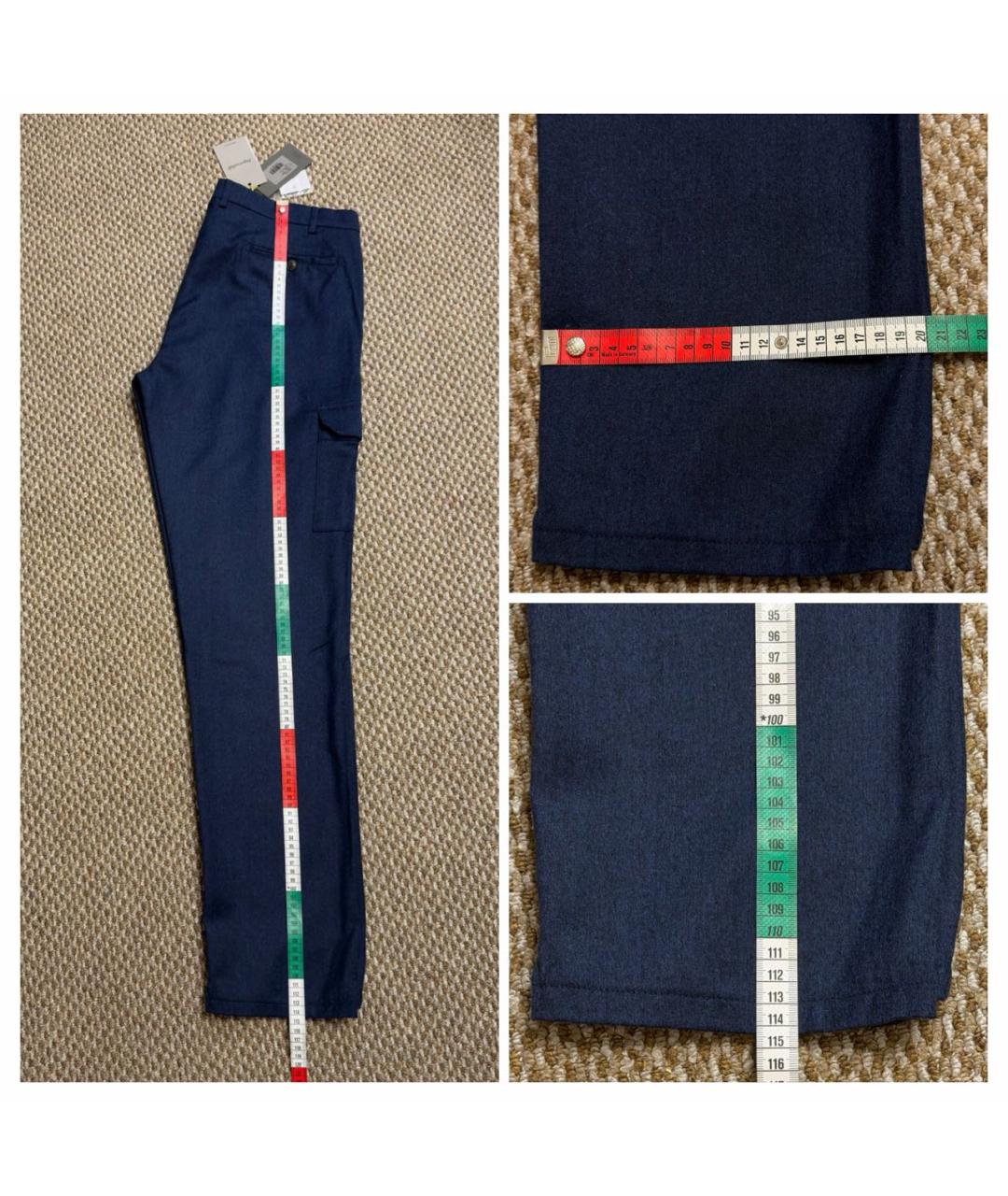 CANALI Синие шерстяные повседневные брюки, фото 6