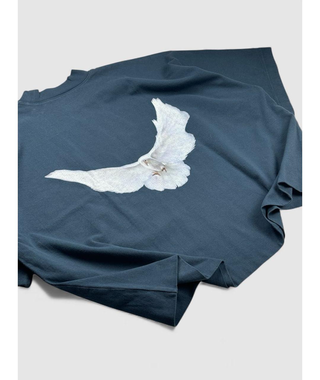 YEEZY Темно-синяя хлопковая футболка, фото 4