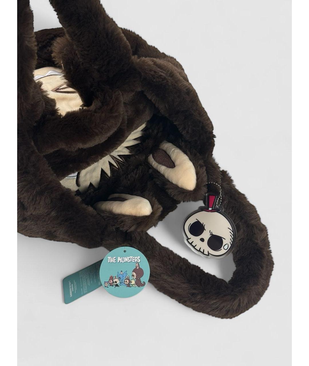 Labubu Коричневая шерстяная сумка с короткими ручками, фото 4