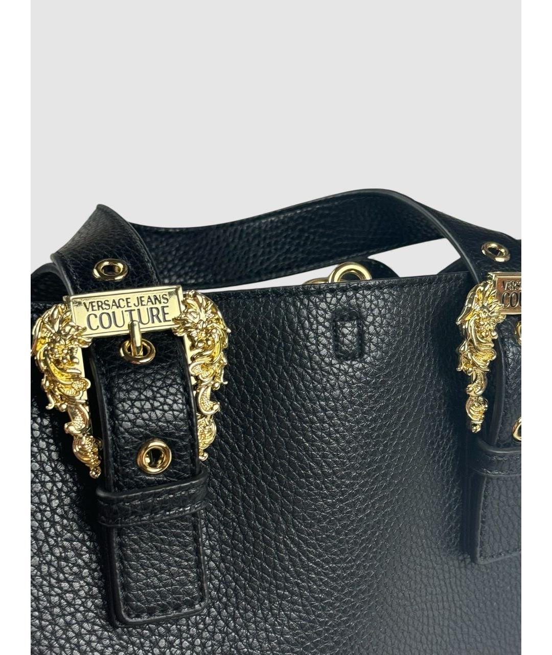 VERSACE JEANS COUTURE Черная кожаная сумка тоут, фото 3